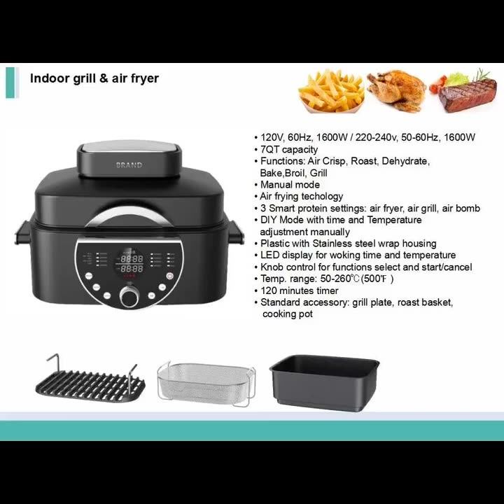 1600w Air Deeper Fryer Grate Grill Design 5in1 Functions 7qt Capacity