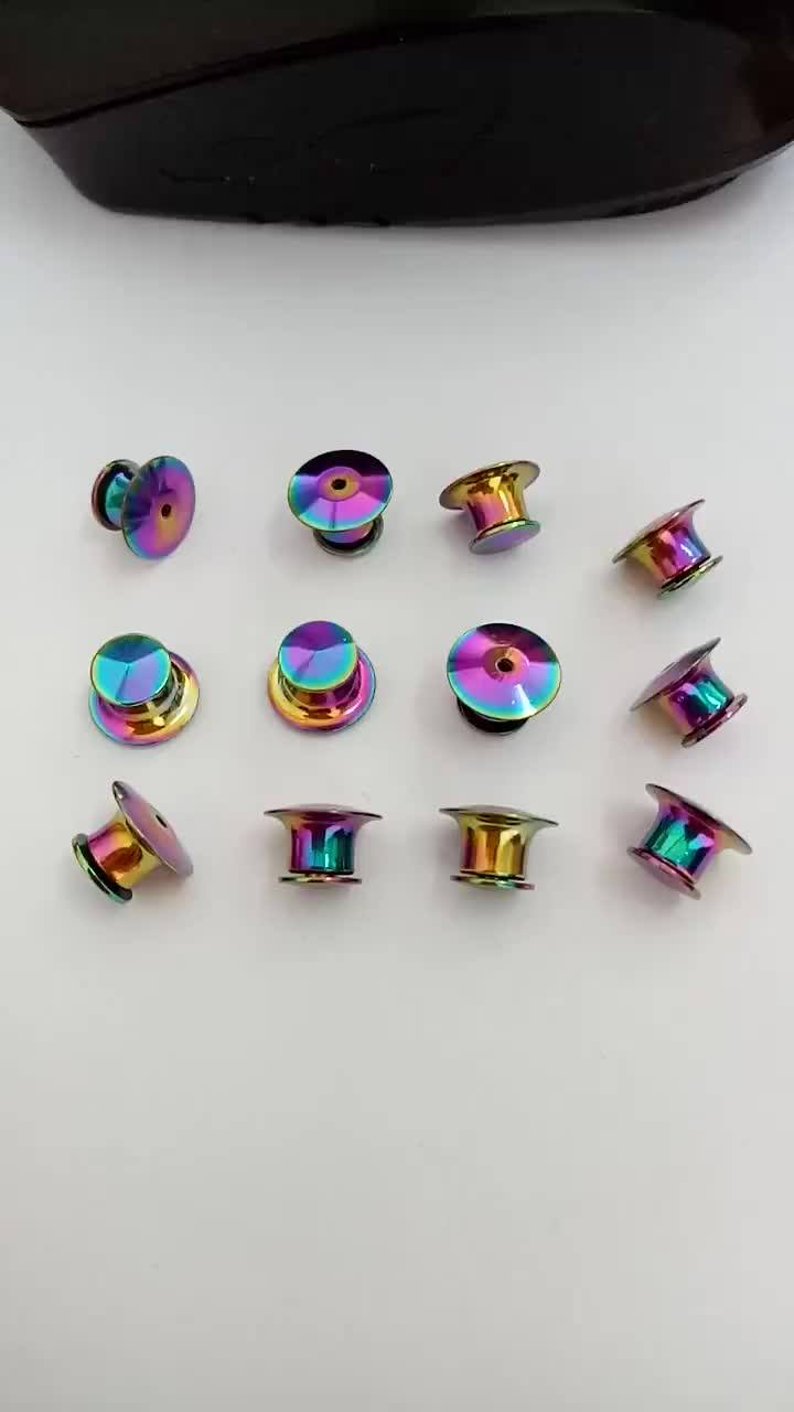 Badge Pin Locks Back rainbow Plated Deluxe Tie Tack Clutch