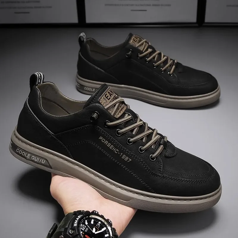 Brand Summer Men's Shoes 2024 New All-match Men's Casual Leather Shoes Breathable Sports Sneakers Work White Shoes