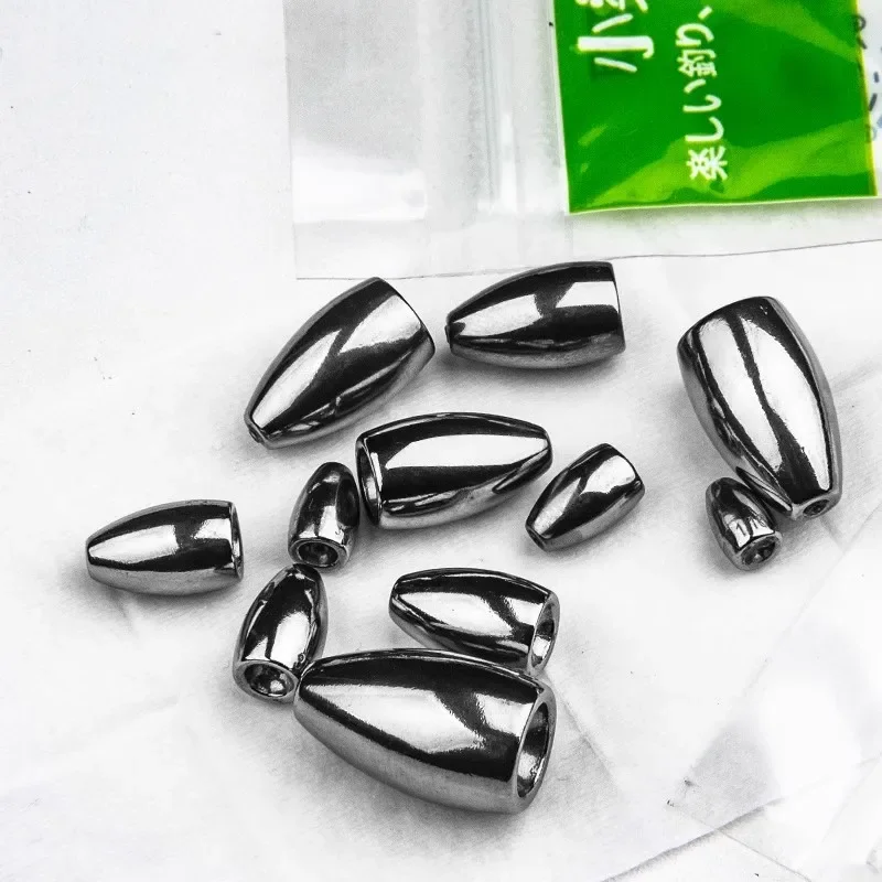 Tungsten steel lead bullet lead Texas lead pendant fishing group counterweight aid feeder wear hollow hose does not hurt the line Luya lead pendant