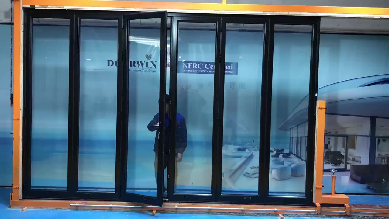 Doorwin Flat Exterior Door Foldable Glass Doors And Windows Aluminium