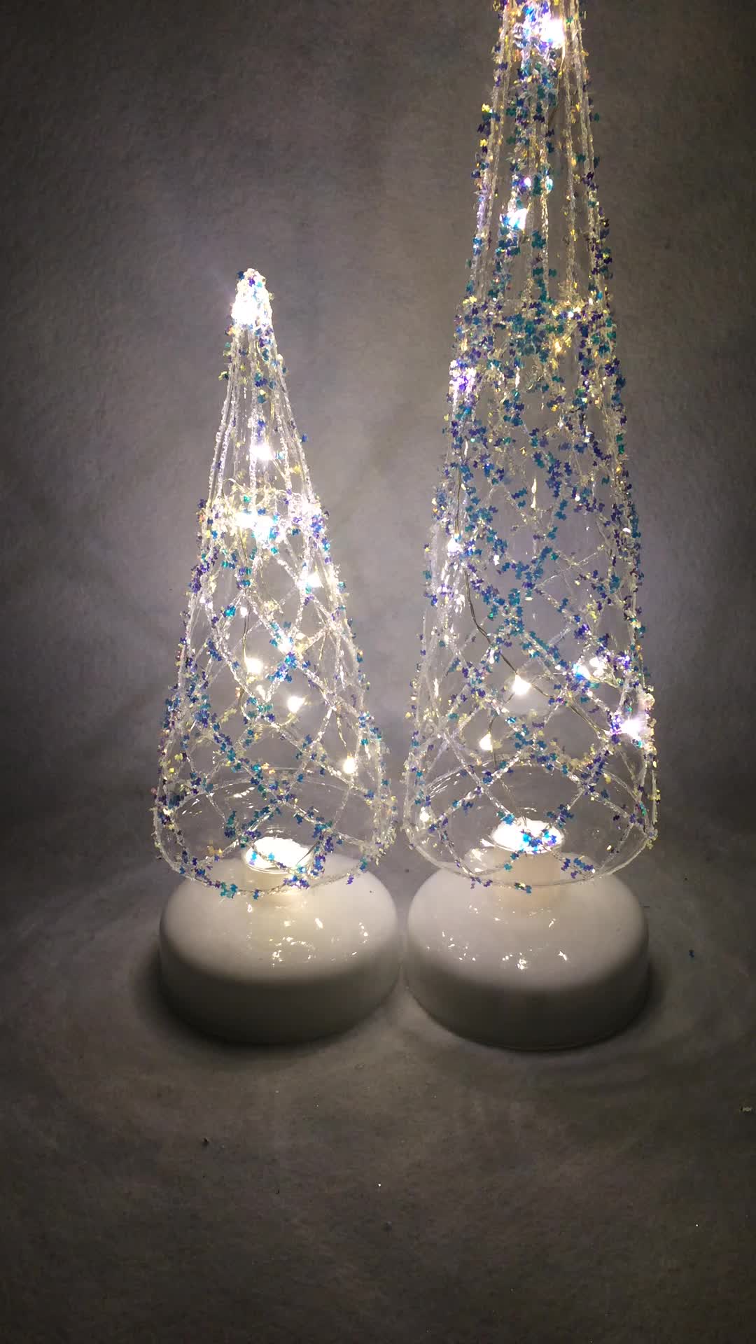 Led Light Glass Christmas Tree With Sequins Ornaments ...