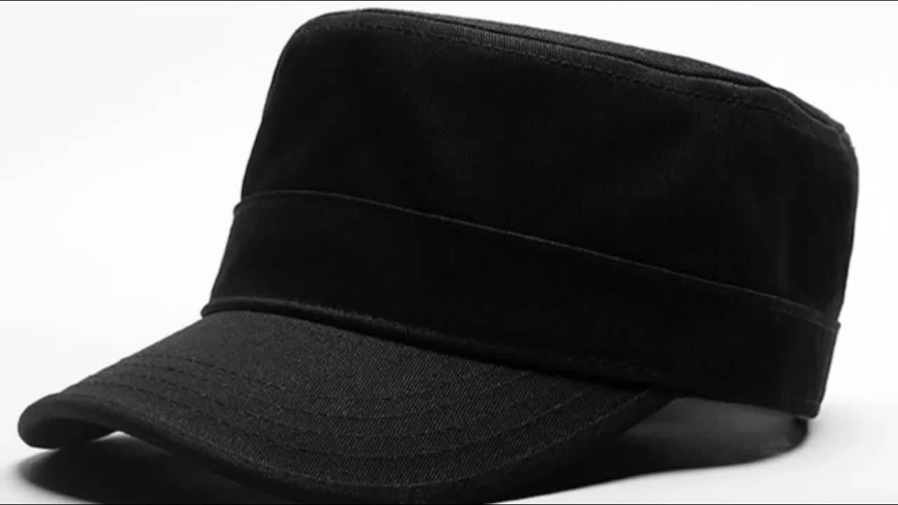 Black Plain Customized Military Army Caps Flat Top Men Hat Cap Buy Cap Men Hat,Army Caps