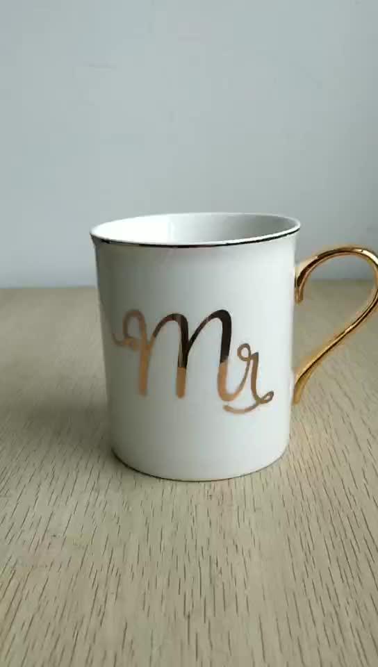 Fancy Marbled Ceramic Coffee Mug With Golden Handle Buy Ceramic Mug