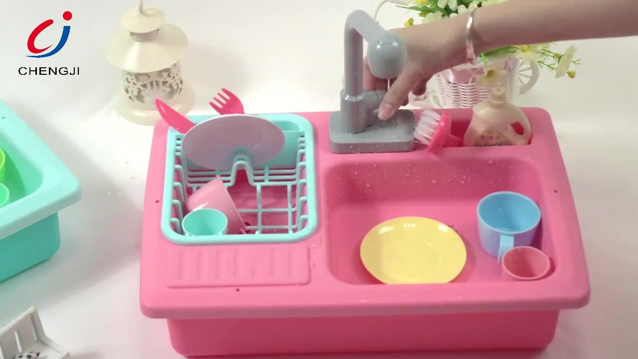 Amazon Kids Plastic Pretend Play Kitchen Set Real Faucet Wash Dishes Sink Toys Buy Sink Toys