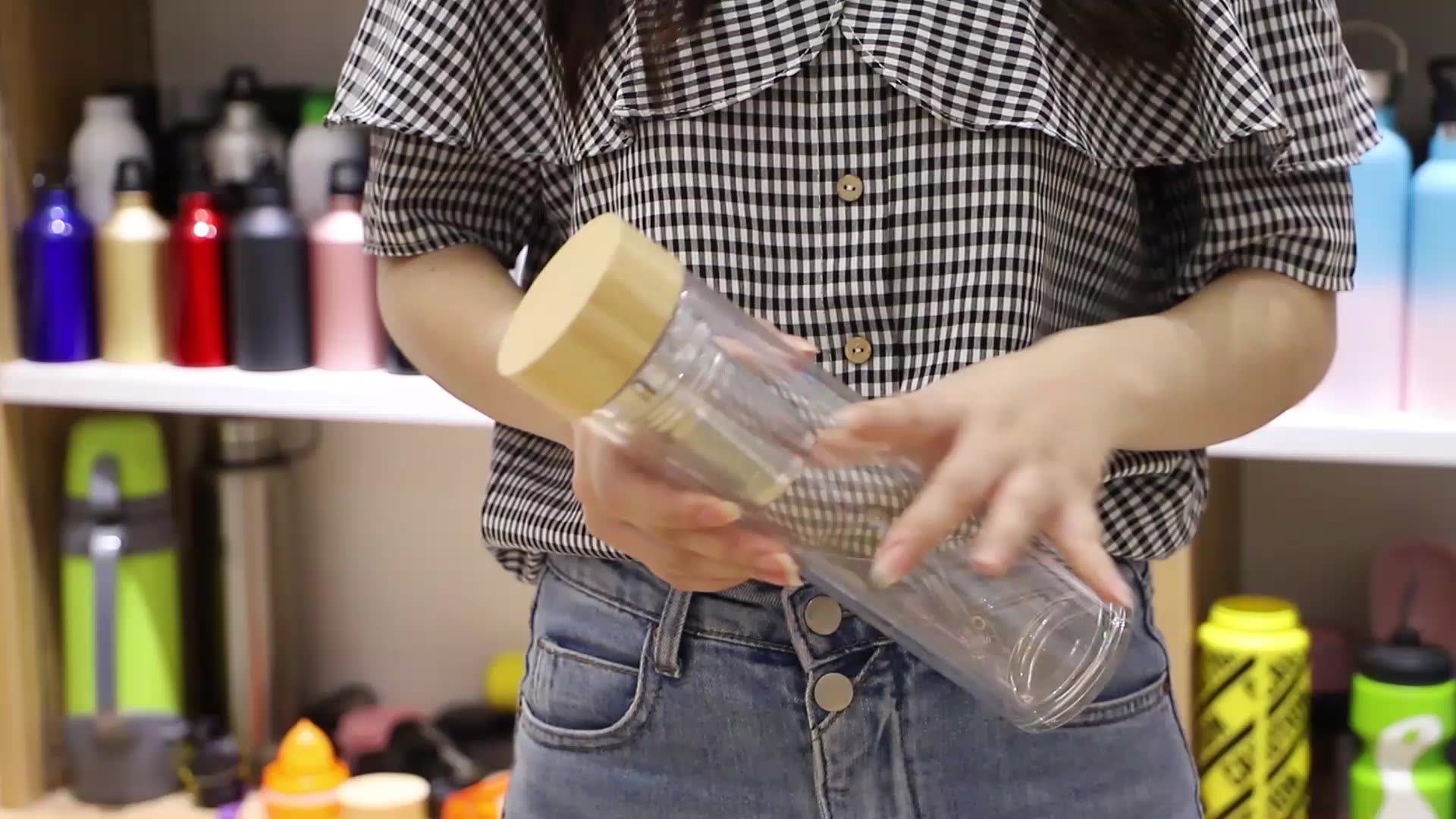 Personalized Logo Double Wall Glass Water Bottle Tea Infuser Double