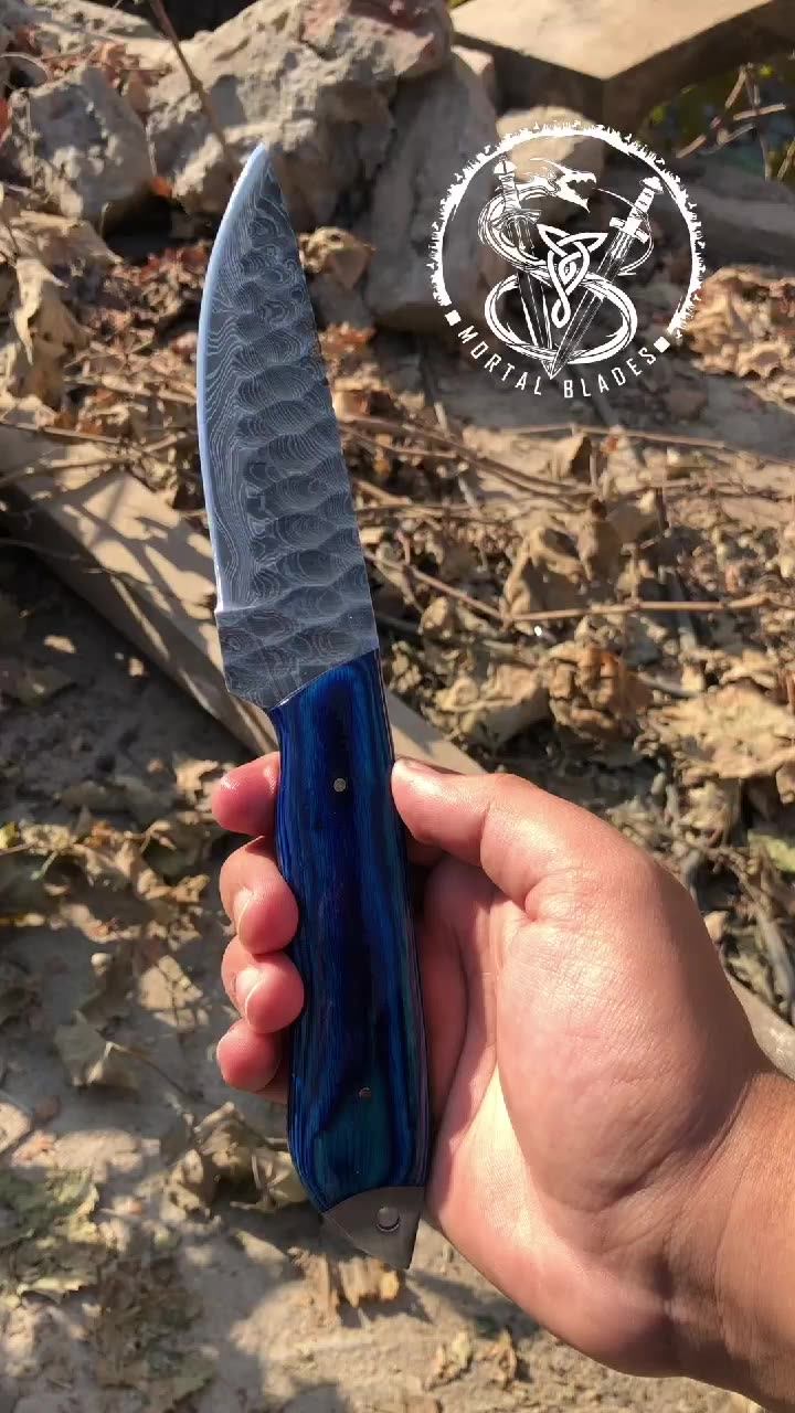 Handmade Hunting Knife Bushcraft Fixed Blade Knife Damascus Steel