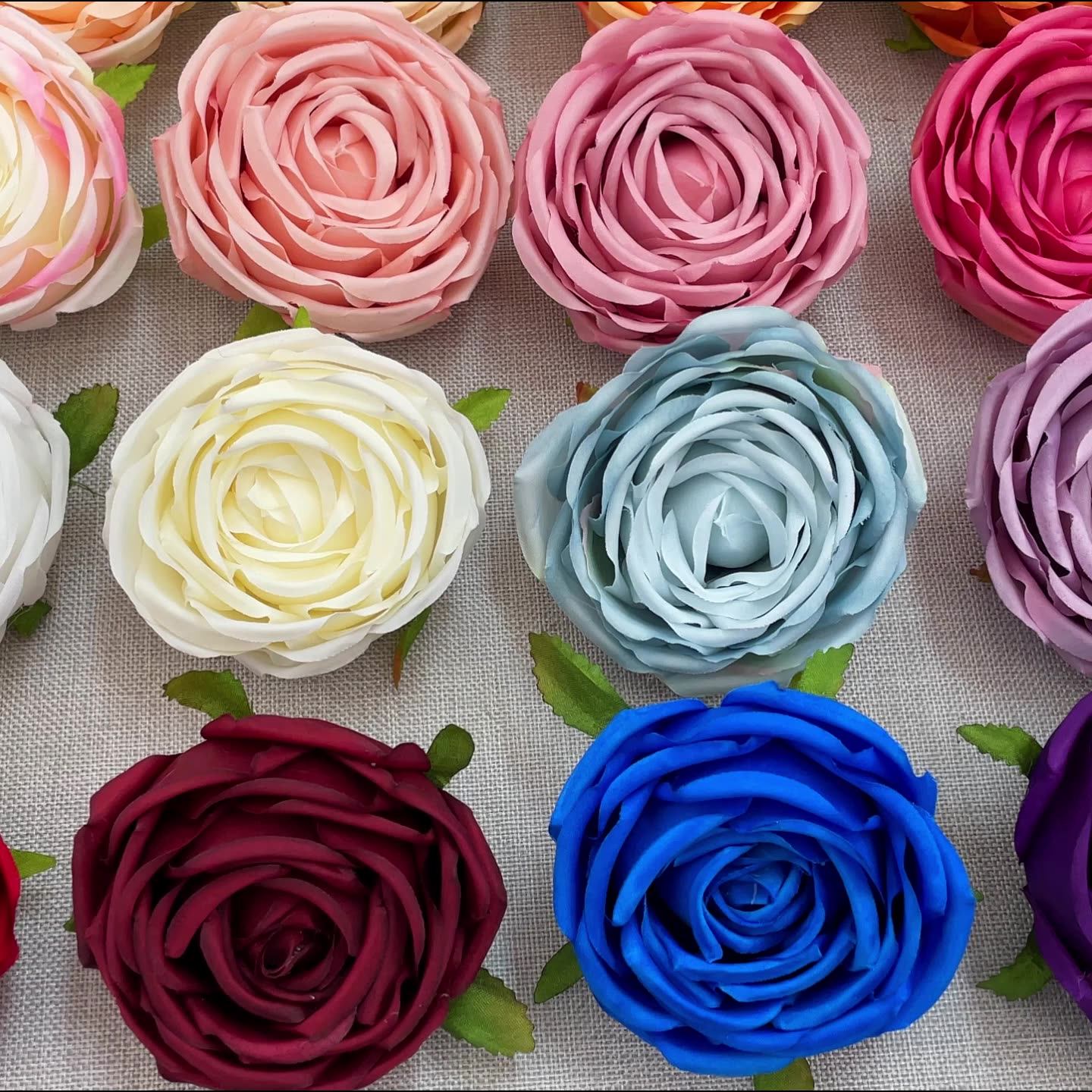 Handmade Diy Silk Rose Red Head Artificial Flowers For Home Party