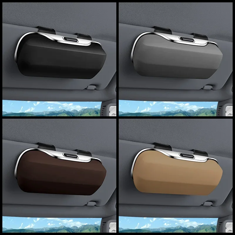 Cross-border hot-selling farewell to messy car seat sun visor glasses storage box in-car portable sunglasses glasses case