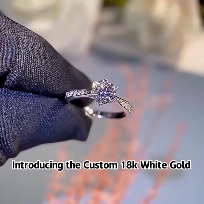 V3 Jewelry® 925 Sterling Silver with Moissanite and White Diamond Flower Ring