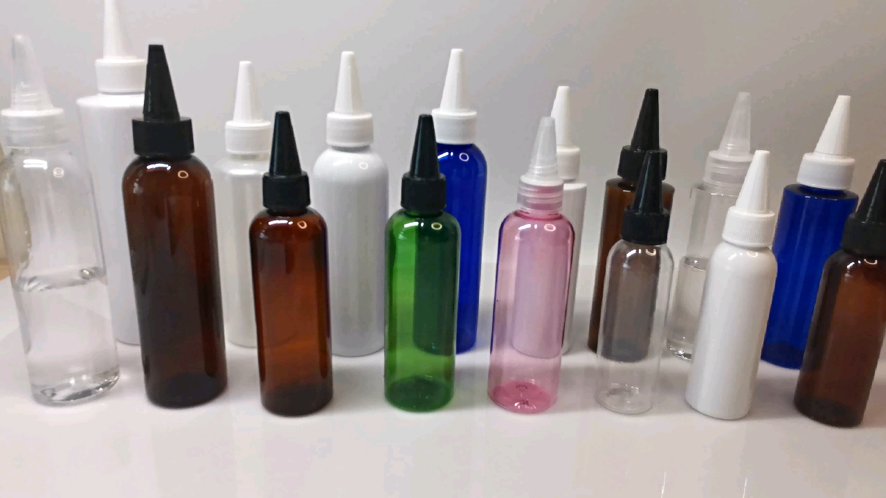 Soft Hair Oil Dye Square Shoulder Squeeze Bottle With Twist Cap 1oz 3oz