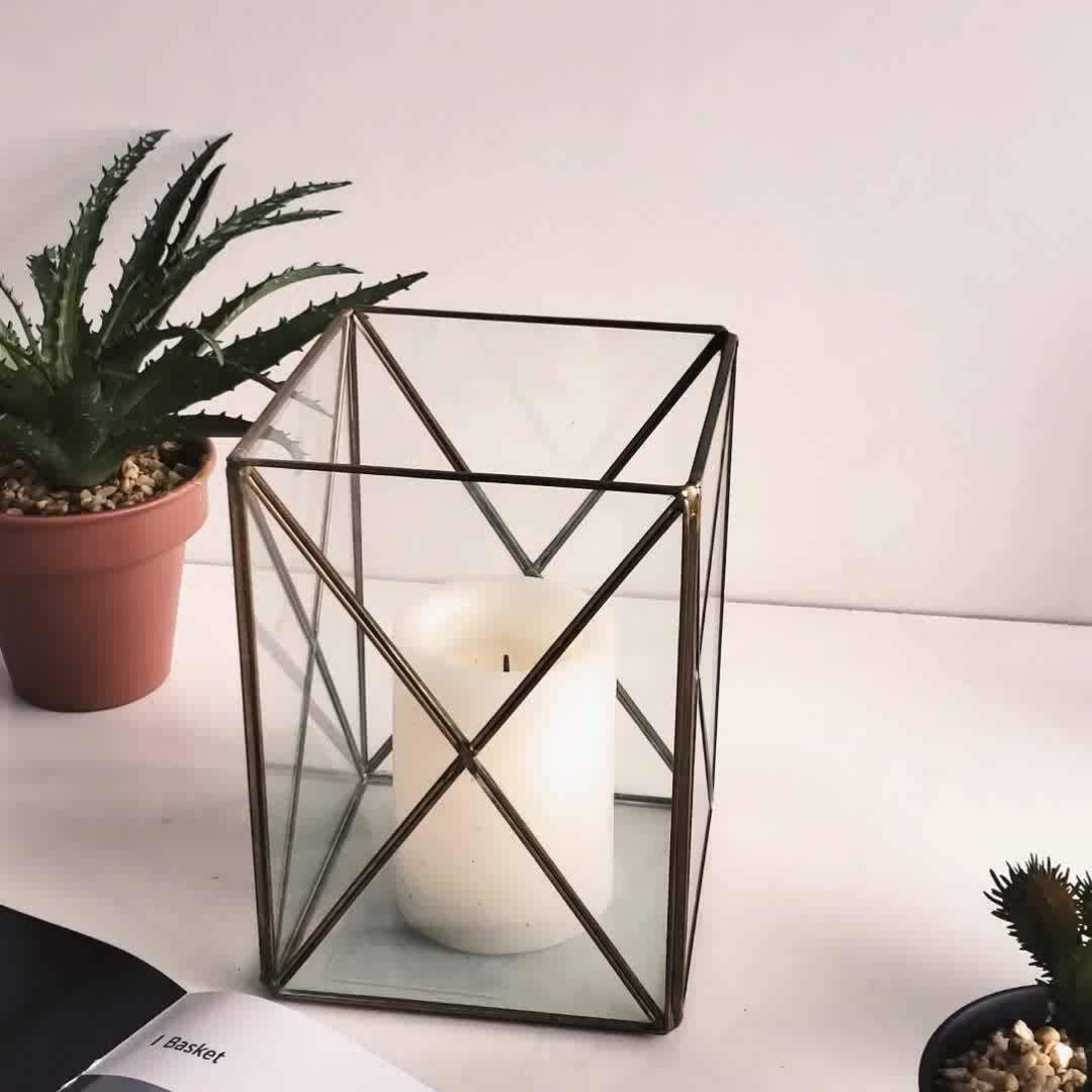 Glass Copper Square Glass Candle Holder Geometric Terrarium Decorating Candle Holder Buy Glass