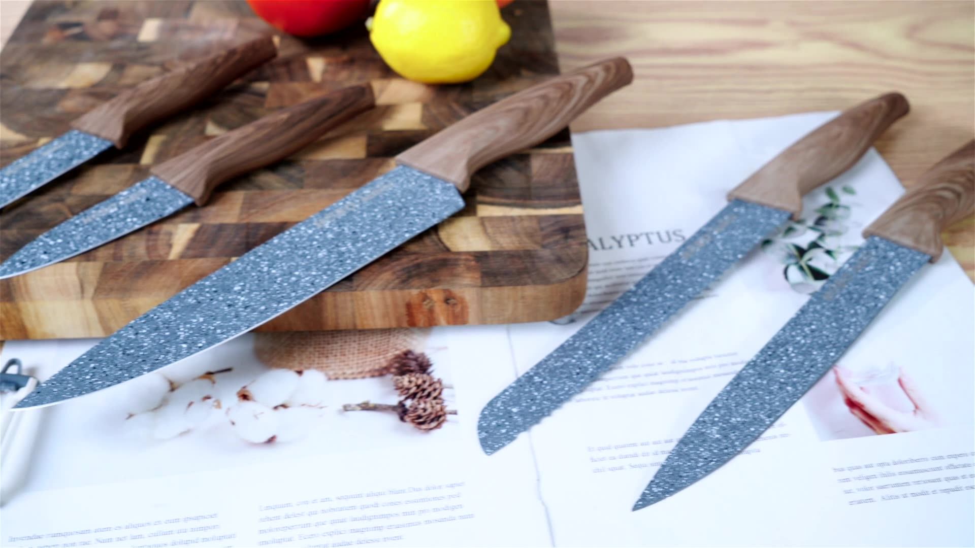 Gift Color Box Wooden Handle 3cr13 Stainless Steel 6pcs Sharp Knives Sets Kitchen Knife Set