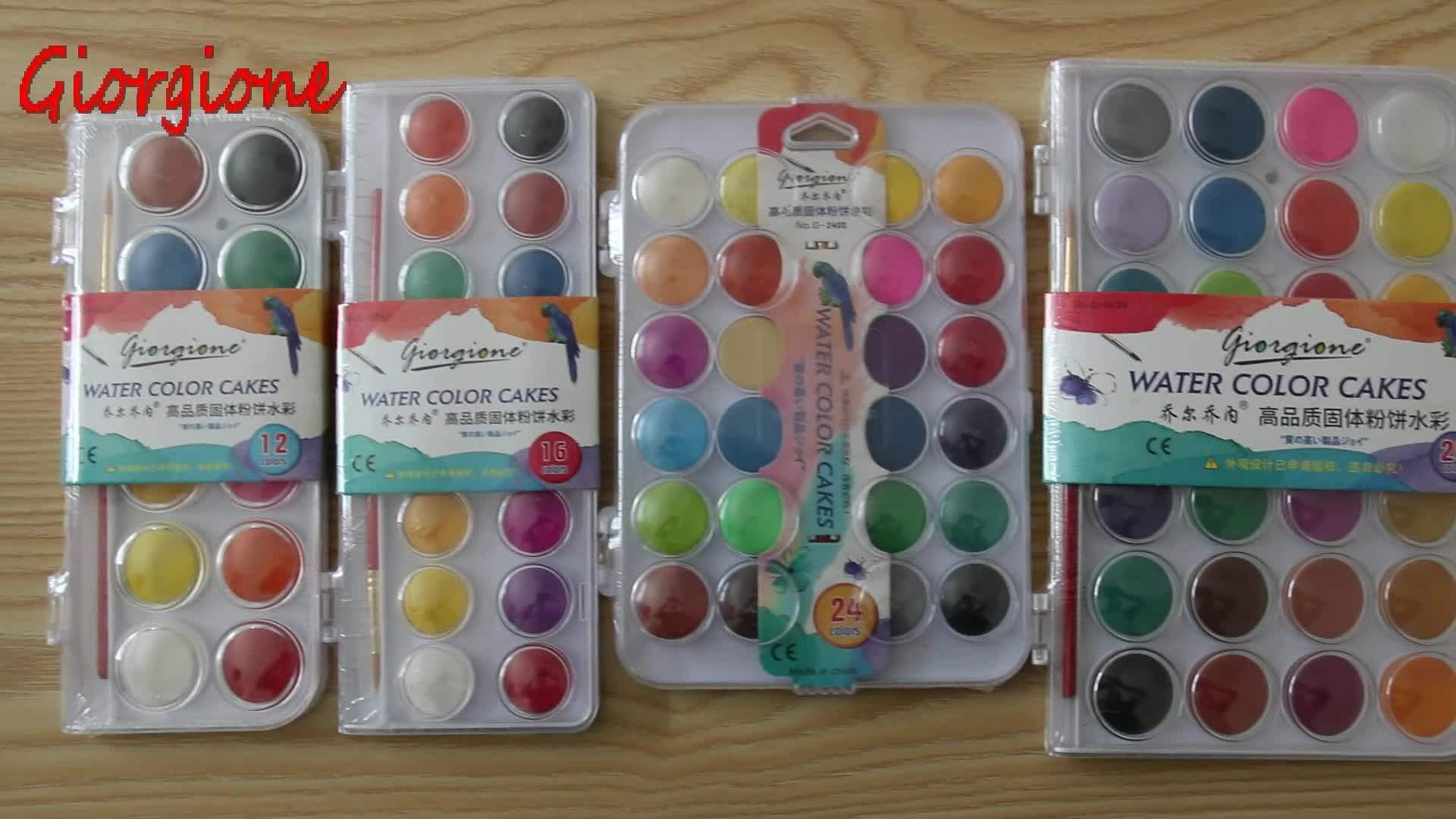 Professional 18 Colors Dry Water Color Paint Cakes With Brush Buy