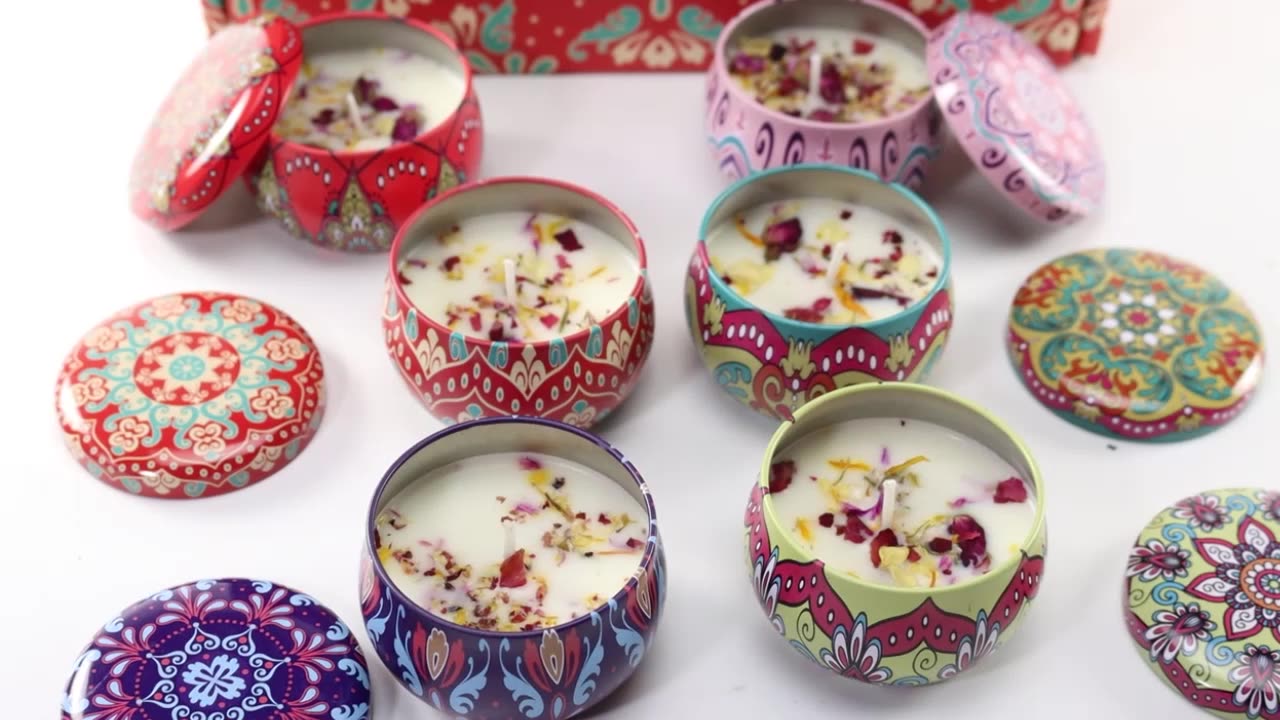 Candle Tin Multi Luxury Scented Soy Wax Small Round Candles With Flower Buy Candle With