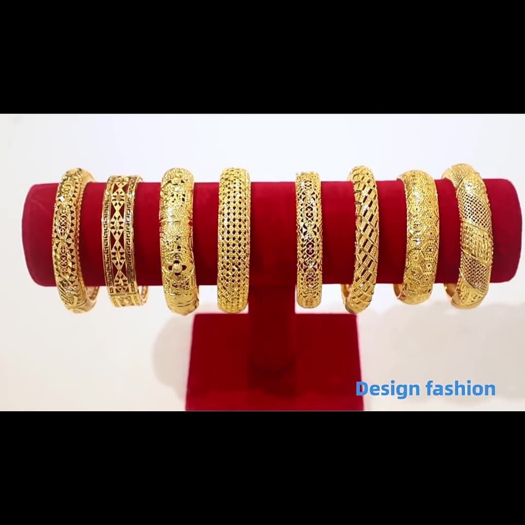 Jxx Wholesale Saudi Arabic Dubai Bride Wedding Bangles 24k Gold Plated