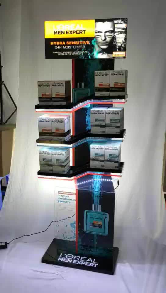Highend Led Shopping Mall Floor Skin Care Display Stand Rack Acrylic