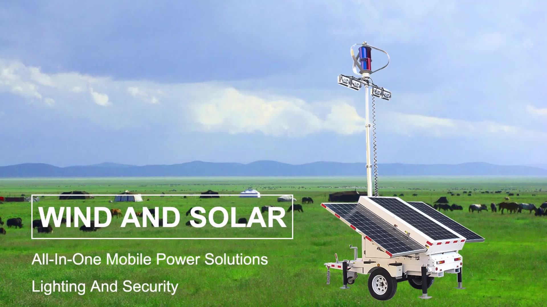 Wind Turbine Mobile Mining Sites Outdoor Solar Trailer Light Tower For