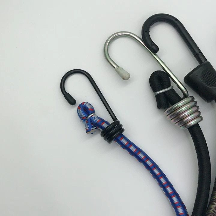 6 Pcs 18mm Rubber Bungee Cord Set Flat Elastic Cord With Hooks Sets 18