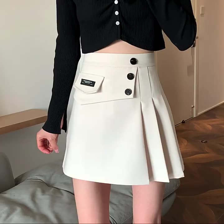 As128 Women Girls Athletic Pleated Tennis Golf Skirts With Buttons