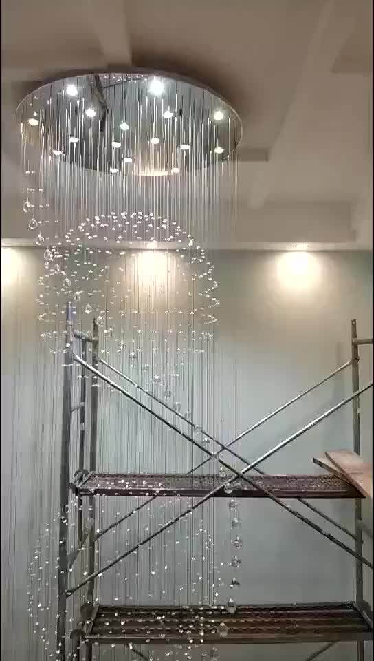 Rotating Staircase Light Crystal Chandelier Duplex Building Large