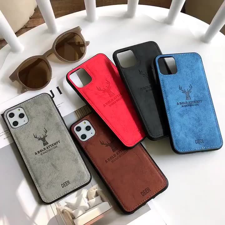 Cloth Texture Deer Pattern Leather Skin Soft TPU Back Mobile Cover for  iPhone 15 Pro Max Phone Case for iPhone 14 13 12 11