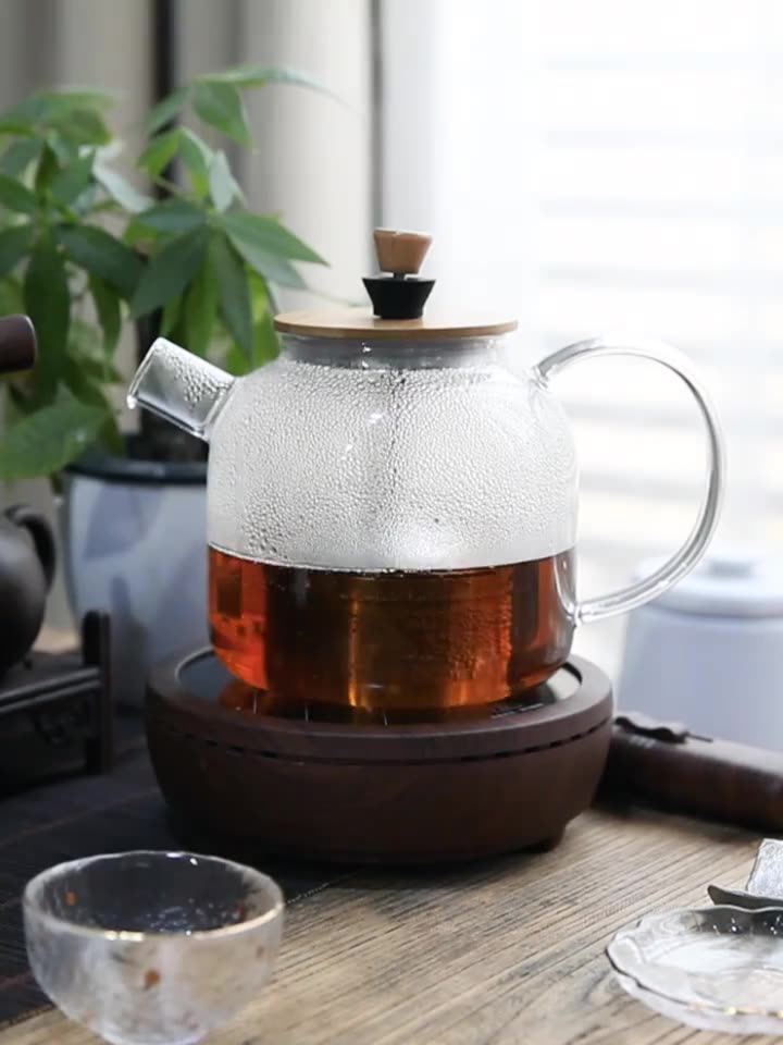 1000 Ml Clear Borosilicate Glass Tea Pot Set,Heat Resistant Glass