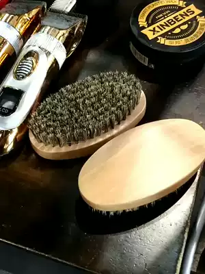 Hair salon professional bristle beard brush Solid wood men's retro styling cleaning tool beard comb Household brush