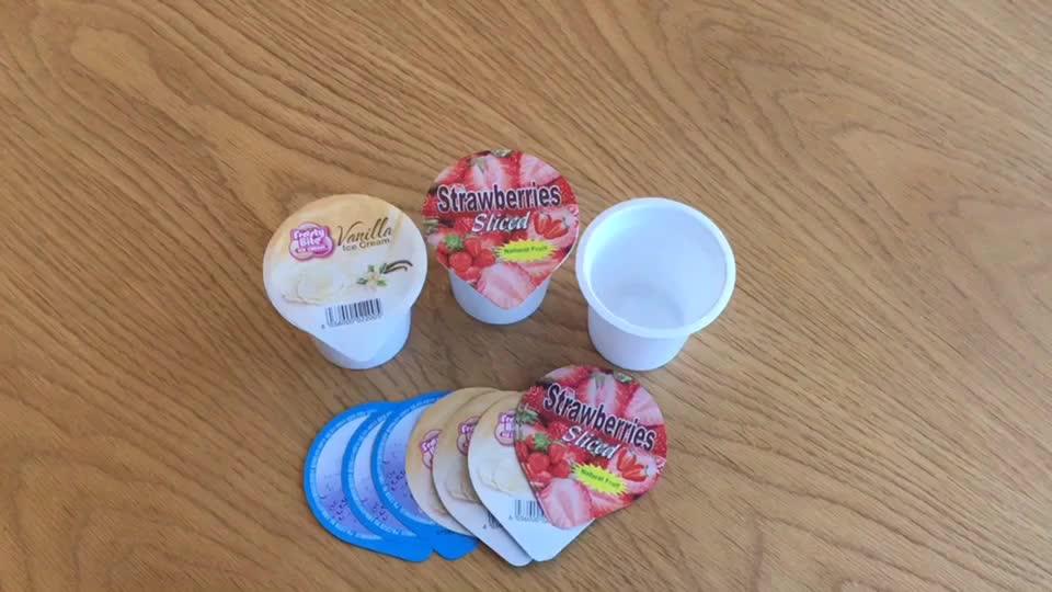 Custom Made Embossing Yogurt Cup Aluminum Foil Container Paper Lid