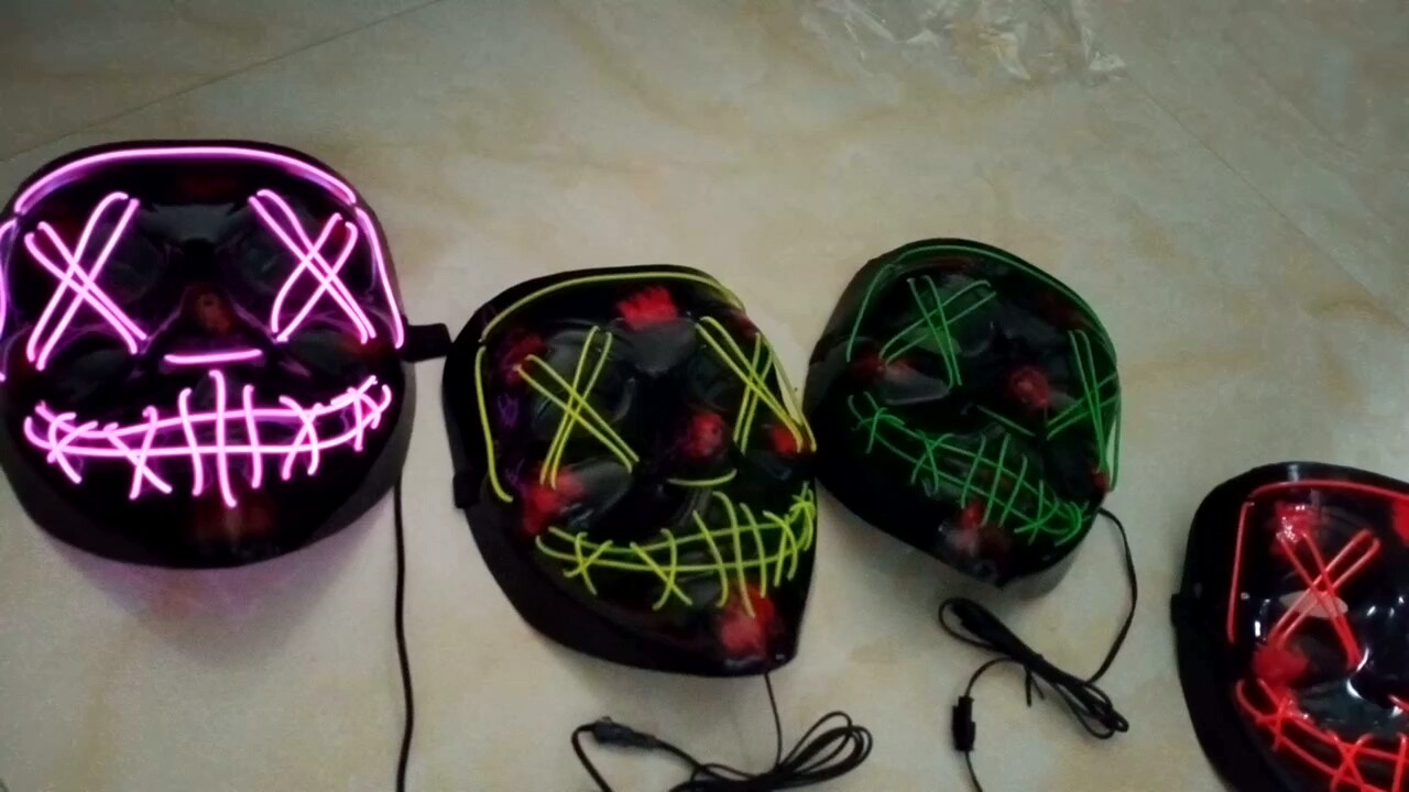 New Halloween Mask Led Light Up Mask Cosplay El Wire Scary Glowing Mask Halloween Festival Party