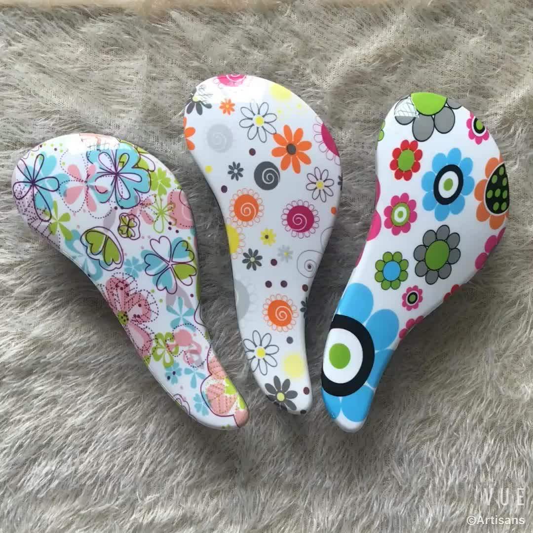 2018 New Water Transfer Printing Plastic Hair Detangler Brush Buy