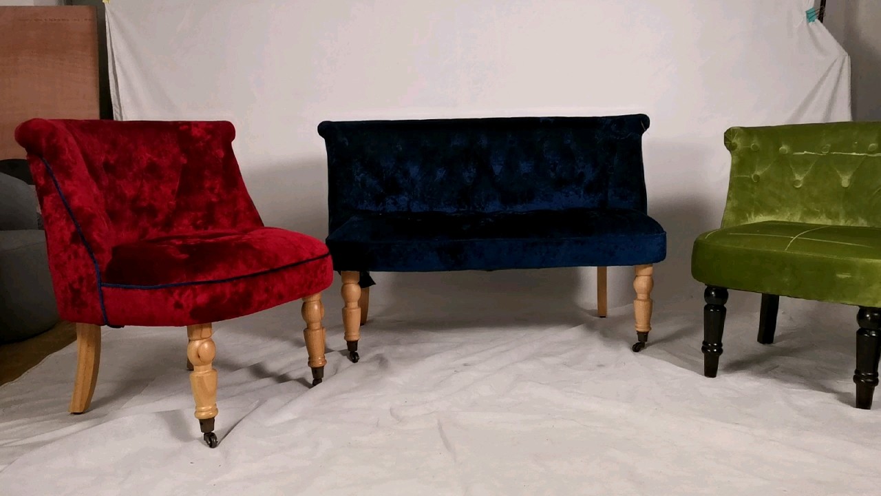 Modern Crush Velvet Club Chair,Accent Armless Chair With Wooden Legs