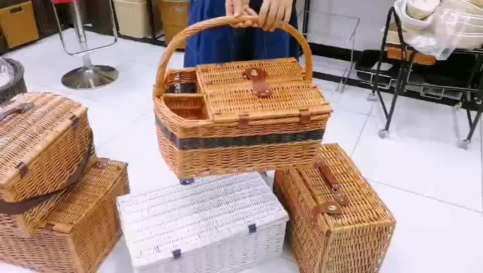 Ins Hot Sale Cheap Wicker Picnic Baskets Wholesale Wine Holder Basket