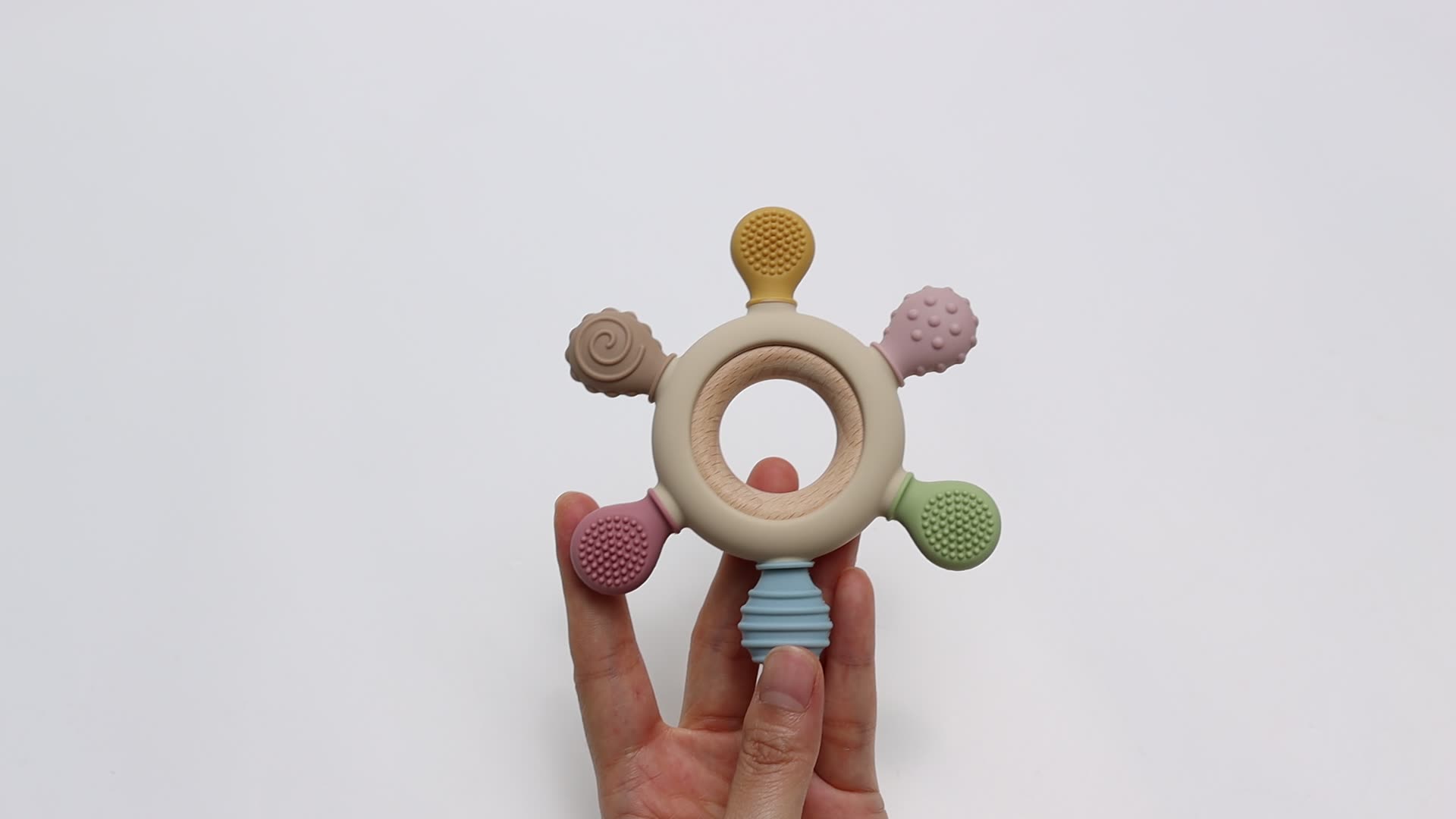 Silicone Teether Baby Teether Wood Ring Teething Toys Bpa Free Silicone Wooden Baby Teether
