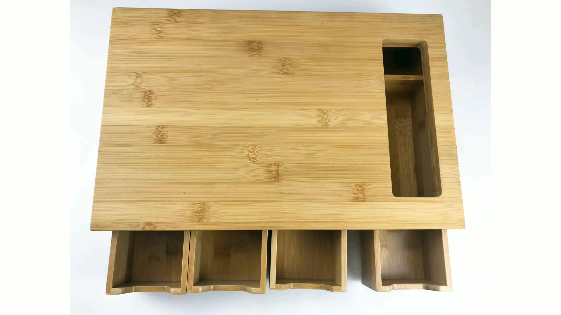 Extra Large Kitchen Bamboo Chopping Block Cutting Serving Board With 4