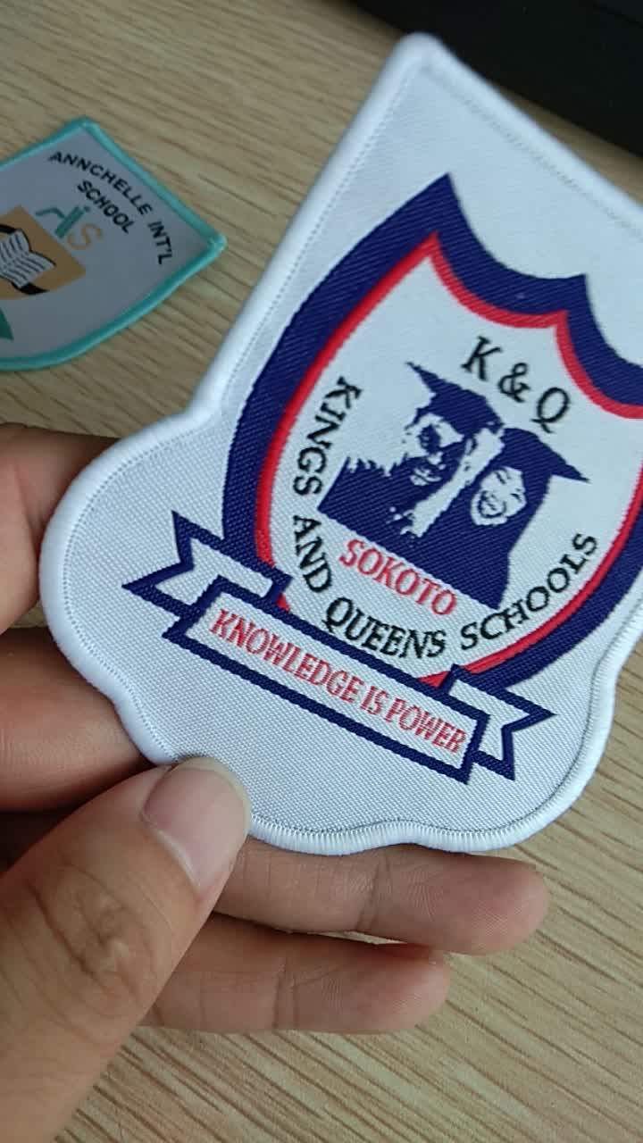 School Embroidery Label Woven Garment Badge For Uniform Buy Woven