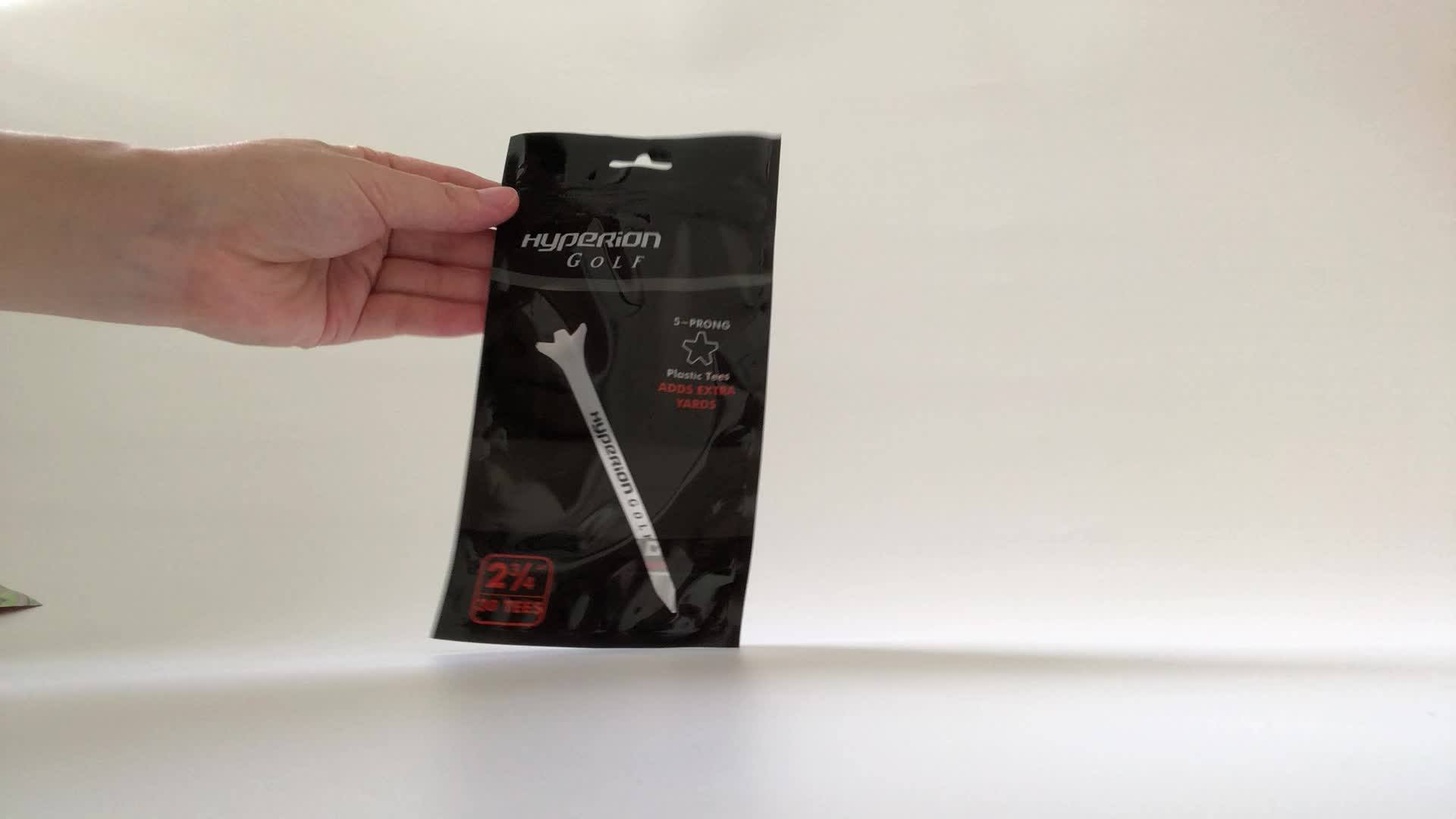 Glossy Custom Printed Golf Tee Packaging Self Adhesive Zip Lock Bag