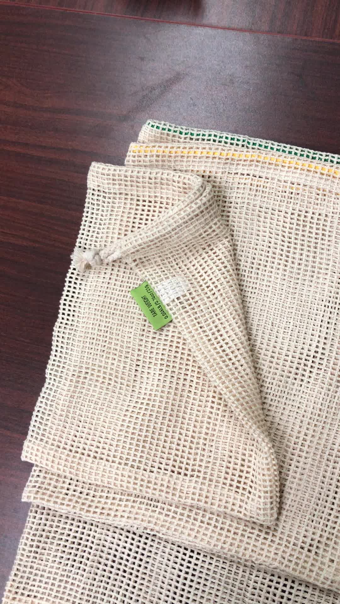 Reusable Mesh Produce Bags - 8 Pack, 100% Organic Cotton Reusable Net Vegetable Bags - Environment-friendly & Washable Fruit, Vegetable & Produce Sacks (2 X Large, 2 Large, 2 Medium, 2 Small