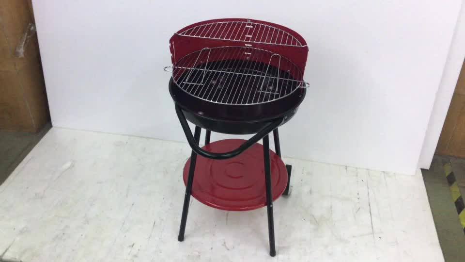 Height Adjustable Bbq Charcoal Grill Round Shaped Trolley Kitchen