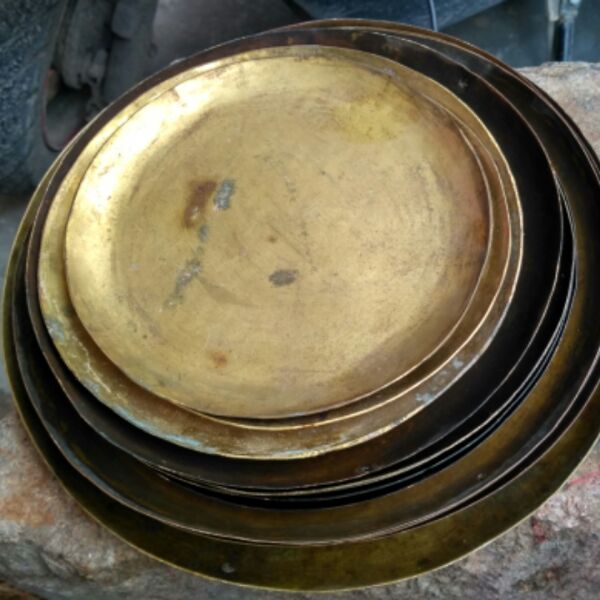 Zhejiang centuries-old copper disc full copper pure copper disc retro swing piece cylinder basin called wooden pole scale ancient boutique tray