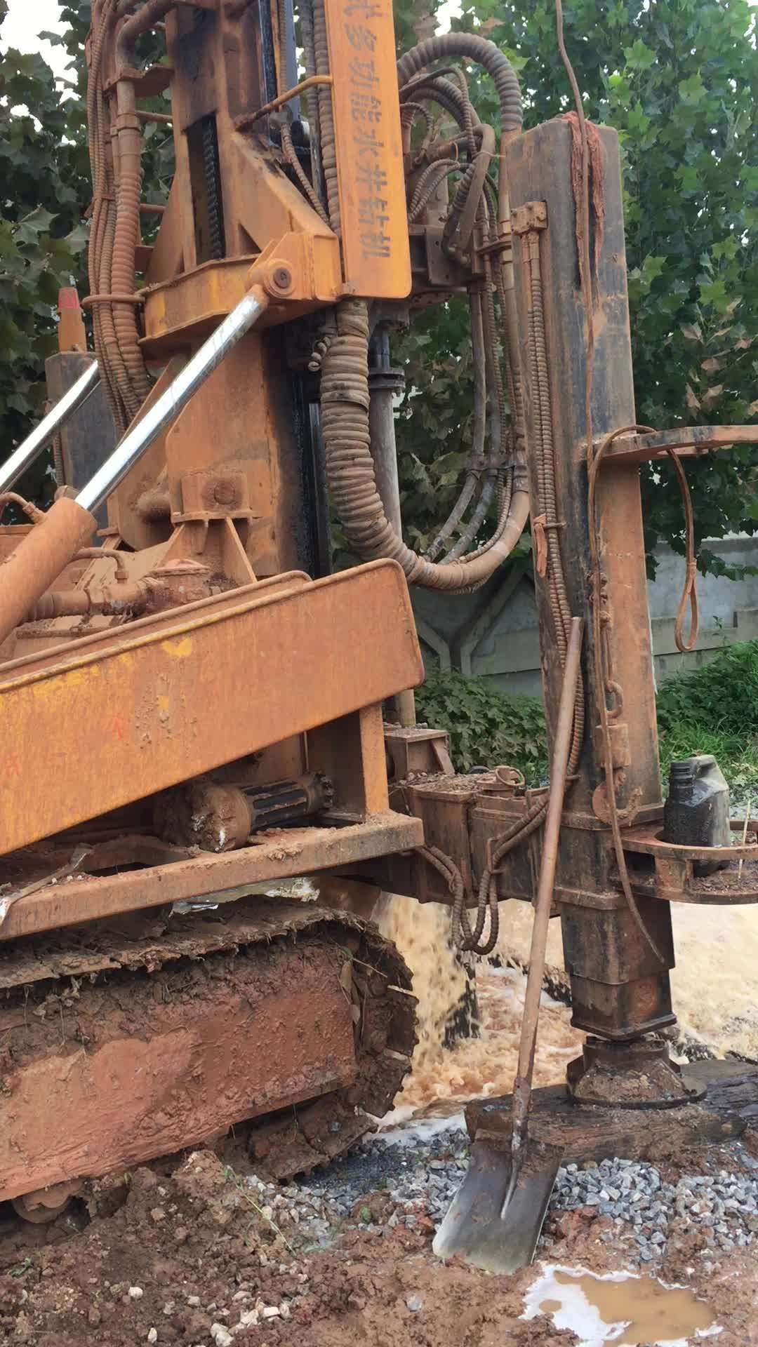 130m Depth Wheel Type Hydraulic Dth Water Well Drilling Rig For Air