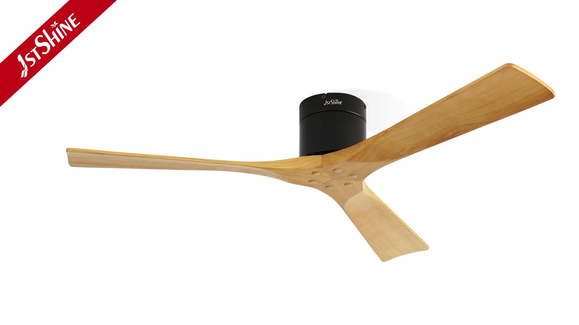 1stshine Ceiling Fan High Quality 3 Solid Wood Blades Low Profile 5 Speeds Remote Control