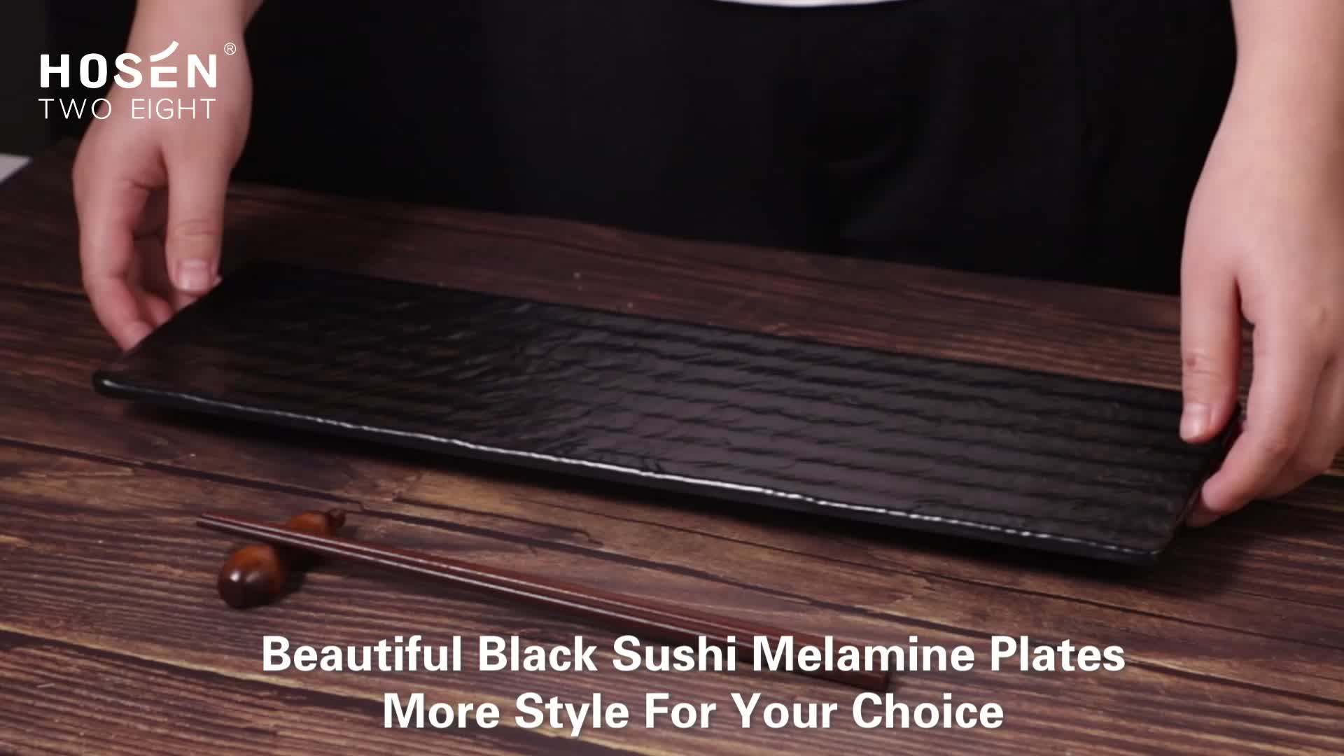 Japanese Restaurant Black Rectangular Sushi Serving Plate Square Custom