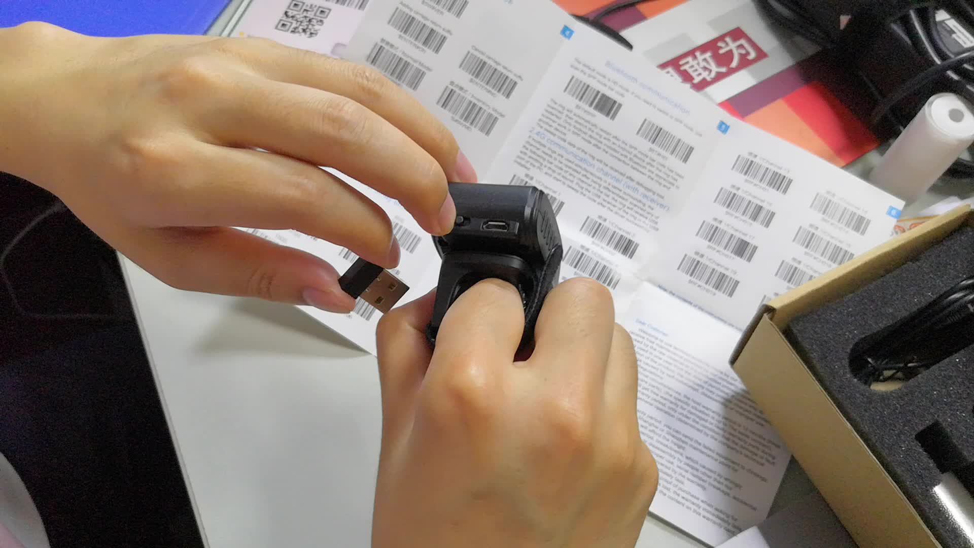 Мини-считыватель штрих-кодов с кольцом на палец 1D 2D QR CMOS Bluetooth 2 4G Беспроводной