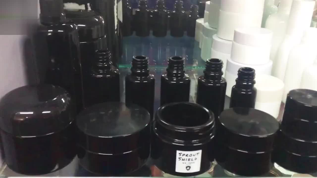 Uv Glass Jar Dark Violet Black Straight Side Cosmetic Cream Bottle Jar ...