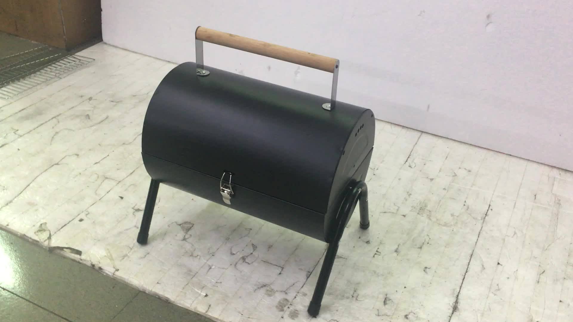 Outdoor Cylinder Portable Barrel Charcoal Smoker Bbq Grill For Camping