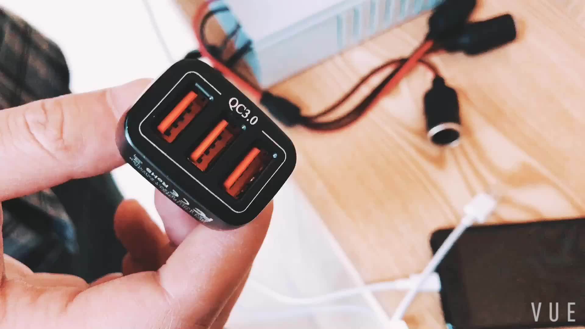 Ibd Quick Charge Qc3.0 Portable Car Charger 3 Ports Smart Phone Electric Car Charger