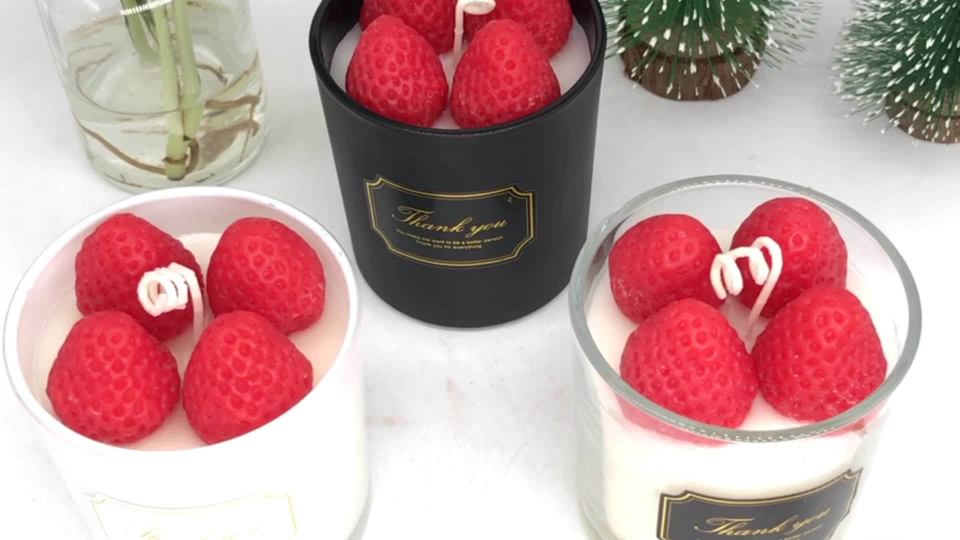 Smokeless Candle Luxury Unique Strawberry Shape Black Glass Jar Scented Candles Buy Black
