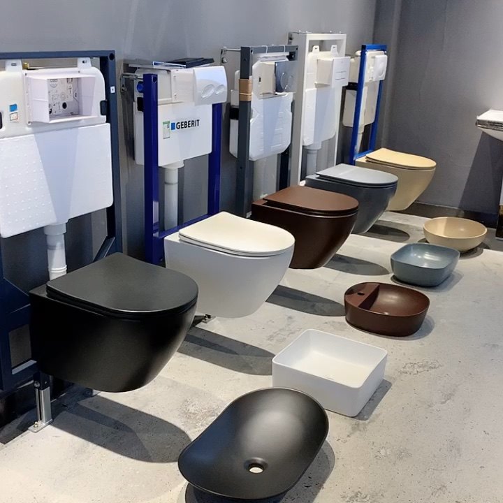 European Wc Rimless Matt Black Color Wall Hung Toilet With