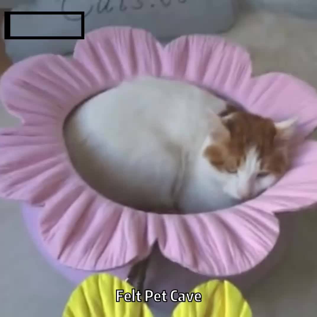 Wholesale Cute Flower Shape Felt Cat Bed Cave,Eco Friendly 100 Wool